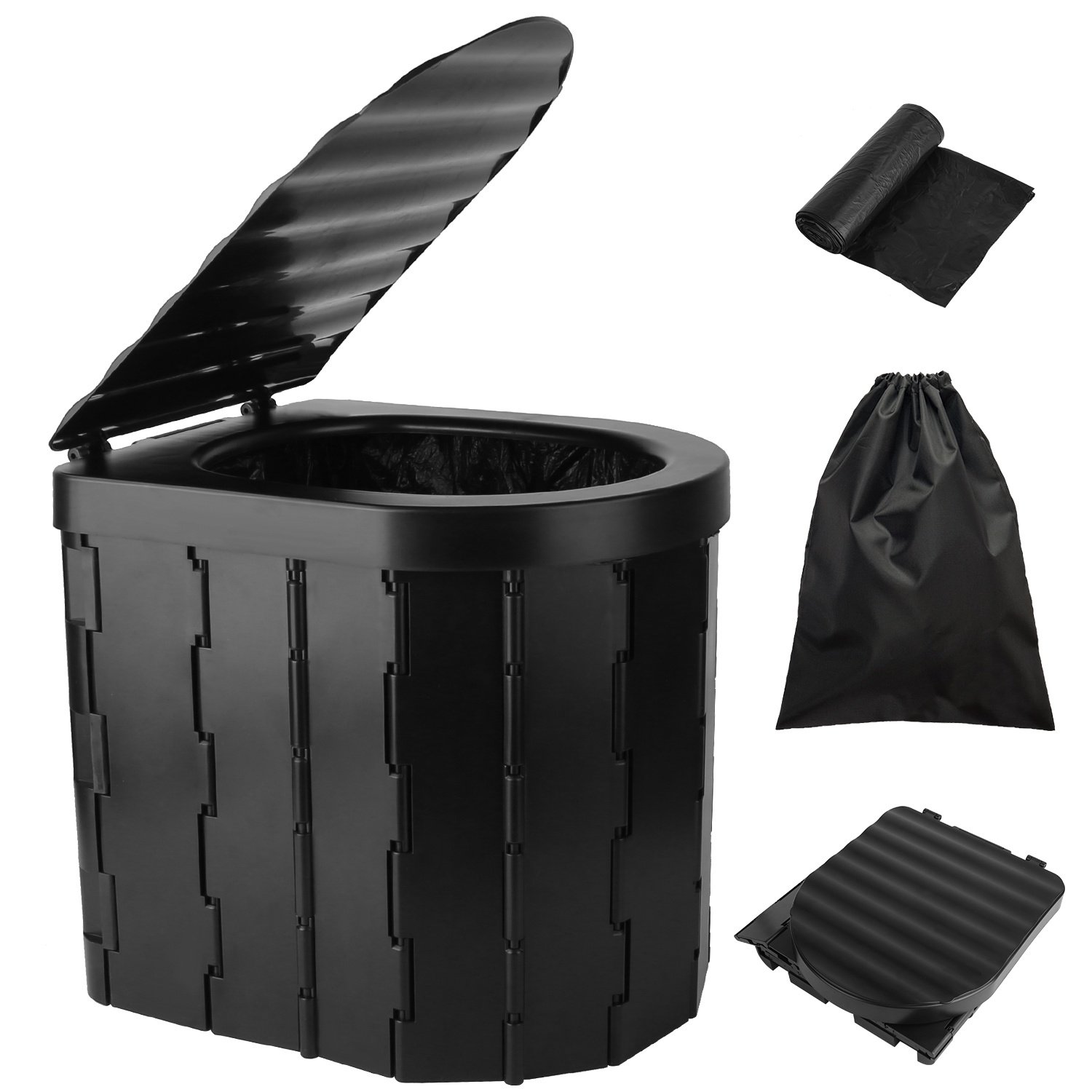 Foldable Emergency Toilet Portable Porta Potty for Car Travel Camping Boating Hiking Cleanable Travel Commode with Lid Carry Bag 1 Roll Garbage Bags Foldable Emergency Toilet Portable Porta Potty for Car Travel Camping Boating Hiking Cleanable Travel Commode with Lid Carry Bag 1 Roll Garbage Bags
