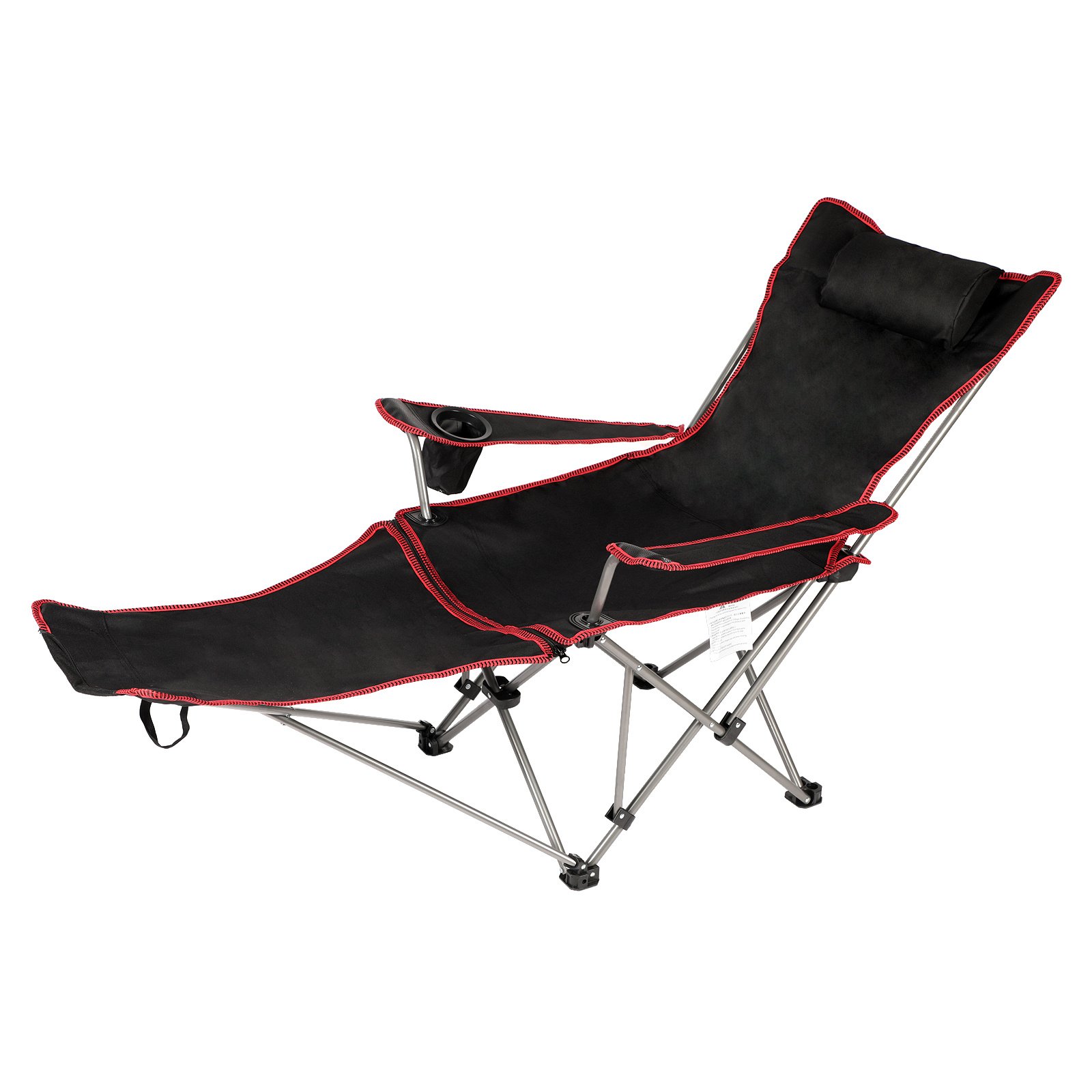 YSSOA Removable Footrest Reclining Camping Chair, 1-Pack, Black YSSOA Removable Footrest Reclining Camping Chair, 1-Pack, Black