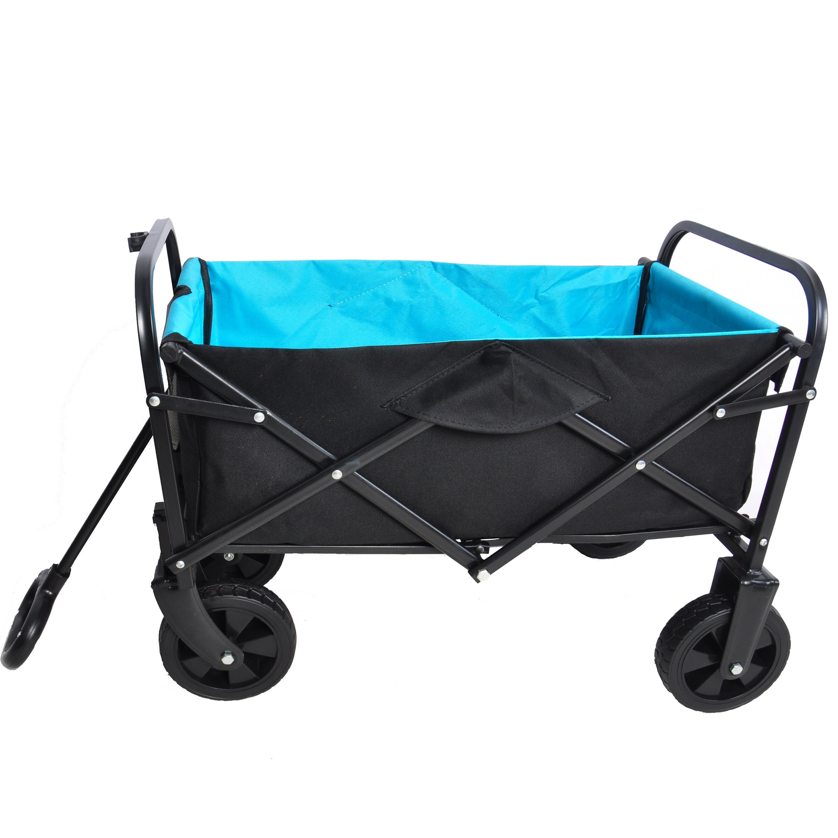 Folding Wagon Garden Shopping Beach Cart (black+blue) Folding Wagon Garden Shopping Beach Cart (black+blue)